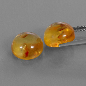 Amber Gemstone in 10 mm (calibrated) Size for Sale, Amber Stone in Yellow Orange Color