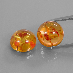 3.18 ct Orange Amber Gemstone, Amber Gem in Round Cabochon Shape for Sale.