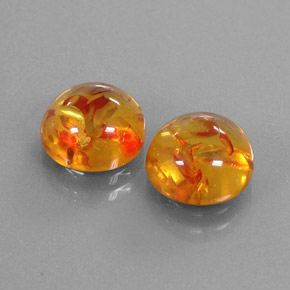 3.18 ct Orange Amber Stone, Natural Amber in Round Cabochon Shape for Sale