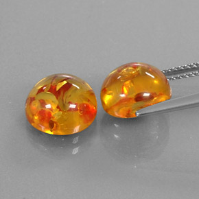Amber Gemstone in 9.5 mm Size for Sale, Amber Stone in Yellow Orange Color