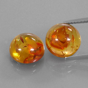 3.26 ct Orange Amber Gemstone, Amber Gem in Round Cabochon Shape for Sale.