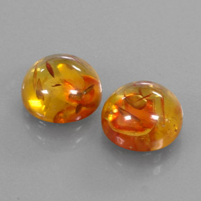 3.26 ct Orange Amber Stone, Natural Amber in Round Cabochon Shape for Sale