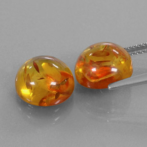 Amber Gemstone in 9.5 mm Size for Sale, Amber Stone in Yellow Orange Color