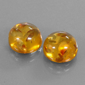 3.63 ct Orange Amber Stone, Natural Amber in Round Cabochon Shape for Sale