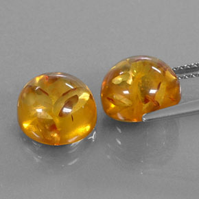 Amber Gemstone in 10 mm (calibrated) Size for Sale, Amber Stone in Yellow Orange Color