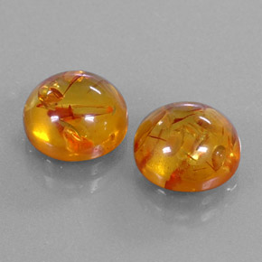 3.15 ct Orange Amber Stone, Natural Amber in Round Cabochon Shape for Sale