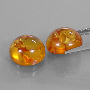 Amber Gemstone in 9.4 mm Size for Sale, Amber Stone in Yellow Orange Color
