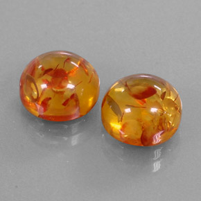 3.57 ct Orange Amber Stone, Natural Amber in Round Cabochon Shape for Sale