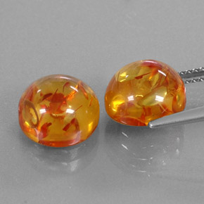 Amber Gemstone in 9.5 mm Size for Sale, Amber Stone in Yellow Orange Color