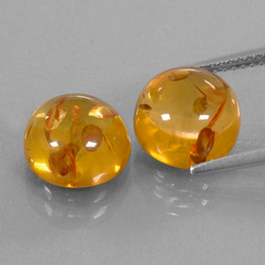 3.62 ct Orange Amber Gemstone, Amber Gem in Round Cabochon Shape for Sale.