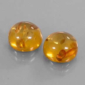 3.62 ct Orange Amber Stone, Natural Amber in Round Cabochon Shape for Sale