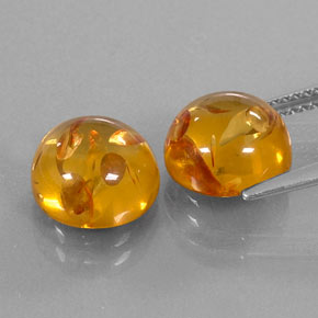 Amber Gemstone in 10 mm (calibrated) Size for Sale, Amber Stone in Yellow Orange Color