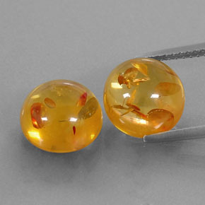 3.54 ct Orange Amber Gemstone, Amber Gem in Round Cabochon Shape for Sale.