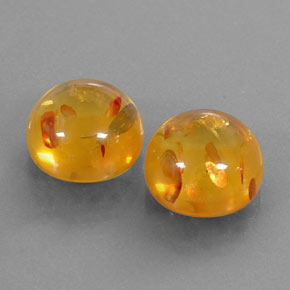 3.54 ct Orange Amber Stone, Natural Amber in Round Cabochon Shape for Sale