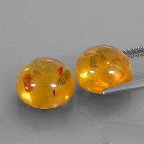 Amber Gemstone in 9.6 mm Size for Sale, Amber Stone in Yellow Orange Color