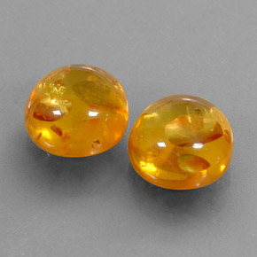 3.64 ct Orange Amber Stone, Natural Amber in Round Cabochon Shape for Sale