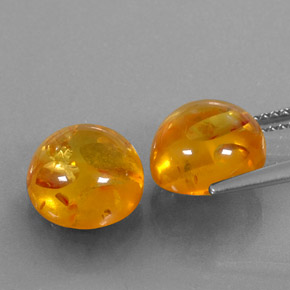Amber Gemstone in 10 mm (calibrated) Size for Sale, Amber Stone in Yellow Orange Color
