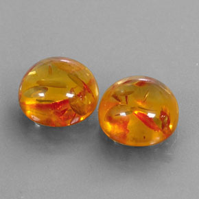 3.27 ct Orange Amber Stone, Natural Amber in Round Cabochon Shape for Sale
