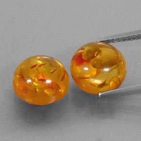 3.30 ct Orange Amber Gemstone, Amber Gem in Round Cabochon Shape for Sale.