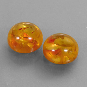 3.30 ct Orange Amber Stone, Natural Amber in Round Cabochon Shape for Sale