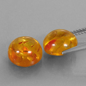 Amber Gemstone in 9.5 mm Size for Sale, Amber Stone in Yellow Orange Color