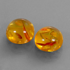 3.61 ct Orange Amber Stone, Natural Amber in Round Cabochon Shape for Sale