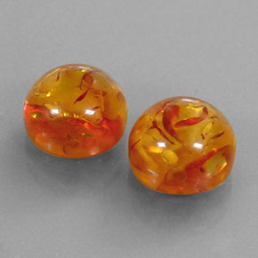 3.88 ct Orange Amber Stone, Natural Amber in Round Cabochon Shape for Sale