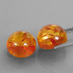 Amber Gemstone in 10 mm (calibrated) Size for Sale, Amber Stone in Yellow Orange Color