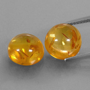 3.65 ct Orange Amber Gemstone, Amber Gem in Round Cabochon Shape for Sale.