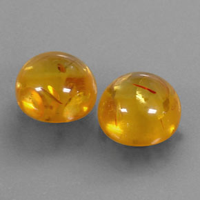 3.65 ct Orange Amber Stone, Natural Amber in Round Cabochon Shape for Sale
