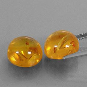 Amber Gemstone in 10 mm (calibrated) Size for Sale, Amber Stone in Yellow Orange Color