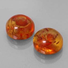 3.28 ct Orange Amber Stone, Natural Amber in Round Cabochon Shape for Sale