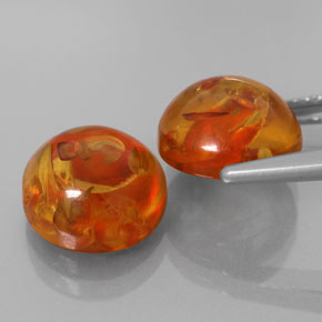 Amber Gemstone in 9.5 mm Size for Sale, Amber Stone in Yellow Orange Color