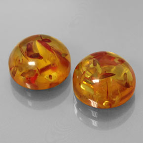3.37 ct Orange Amber Stone, Natural Amber in Round Cabochon Shape for Sale