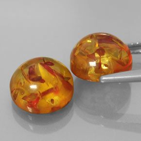 Amber Gemstone in 9.4 mm Size for Sale, Amber Stone in Yellow Orange Color