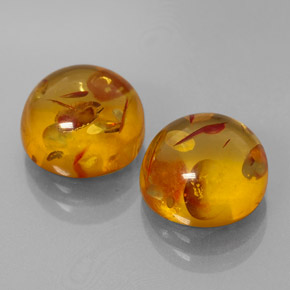 3.58 ct Orange Amber Stone, Natural Amber in Round Cabochon Shape for Sale