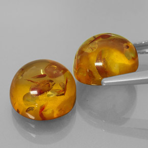 Amber Gemstone in 9.5 mm Size for Sale, Amber Stone in Yellow Orange Color