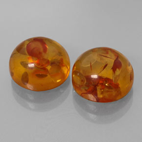 3.38 ct Orange Amber Stone, Natural Amber in Round Cabochon Shape for Sale