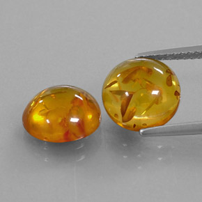 2.30 ct Orange Amber Gemstone, Amber Gem in Round Cabochon Shape for Sale.