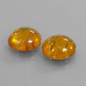 2.30 ct Orange Amber Stone, Natural Amber in Round Cabochon Shape for Sale