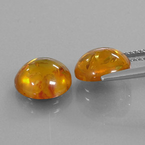 Amber Gemstone in 9.4 mm Size for Sale, Amber Stone in Yellow Orange Color