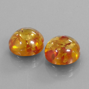 3.27 ct Orange Amber Stone, Natural Amber in Round Cabochon Shape for Sale