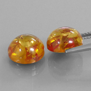 Amber Gemstone in 9 mm (calibrated) Size for Sale, Amber Stone in Yellow Orange Color
