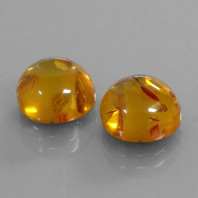 3.56 ct Orange Amber Stone, Natural Amber in Round Cabochon Shape for Sale