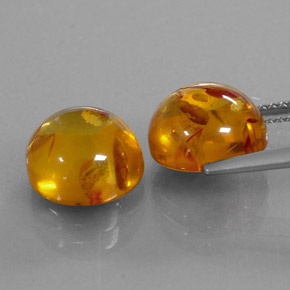 Amber Gemstone in 10 mm (calibrated) Size for Sale, Amber Stone in Yellow Orange Color
