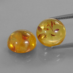 3.16 ct Orange Amber Gemstone, Amber Gem in Round Cabochon Shape for Sale.