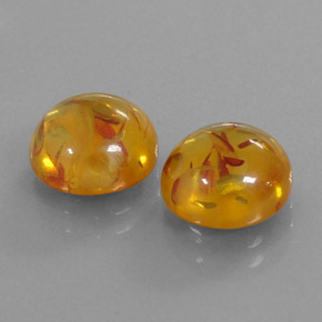 3.16 ct Orange Amber Stone, Natural Amber in Round Cabochon Shape for Sale