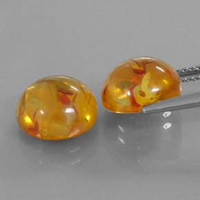Amber Gemstone in 9.4 mm Size for Sale, Amber Stone in Yellow Orange Color