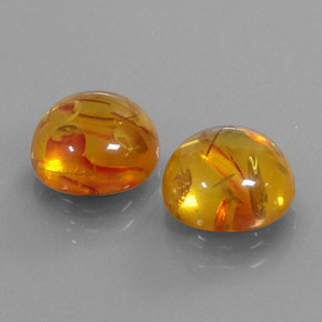 3.27 ct Orange Amber Stone, Natural Amber in Round Cabochon Shape for Sale
