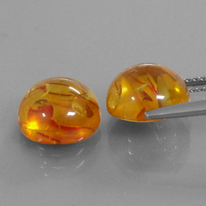 Amber Gemstone in 9.5 mm Size for Sale, Amber Stone in Yellow Orange Color